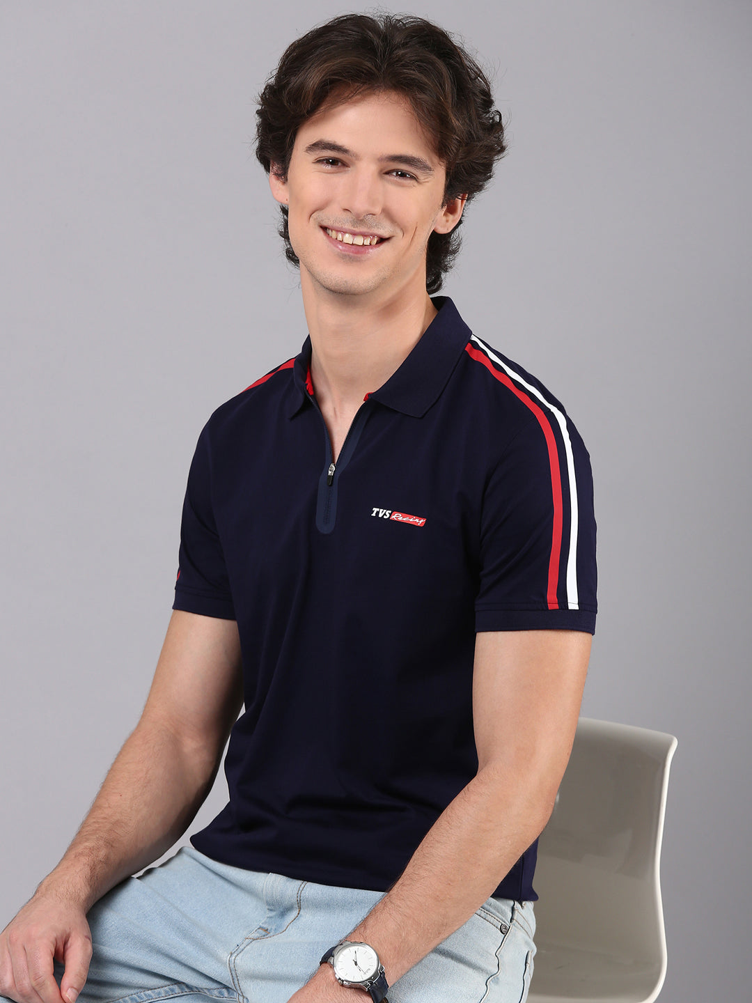 TVS Originals Racing 100% Cotton Mercerised Polo T-Shirt | 180 GSM | Sleek Zipper Placket | Soft Sheen Finish | Lightweight & Durable | Regular Fit | Heat-Sealed Neck | Premium Everyday Wear